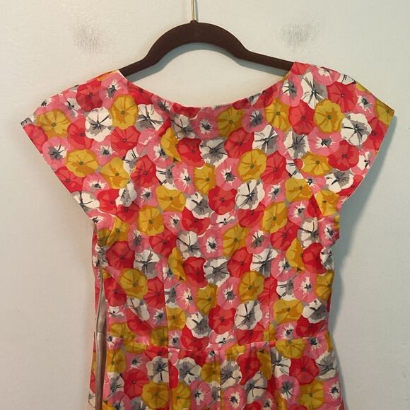 Boden Pink & Yellow Sassy Floral Print 100% Silk Dress Size 2 - Picture 6 of 10